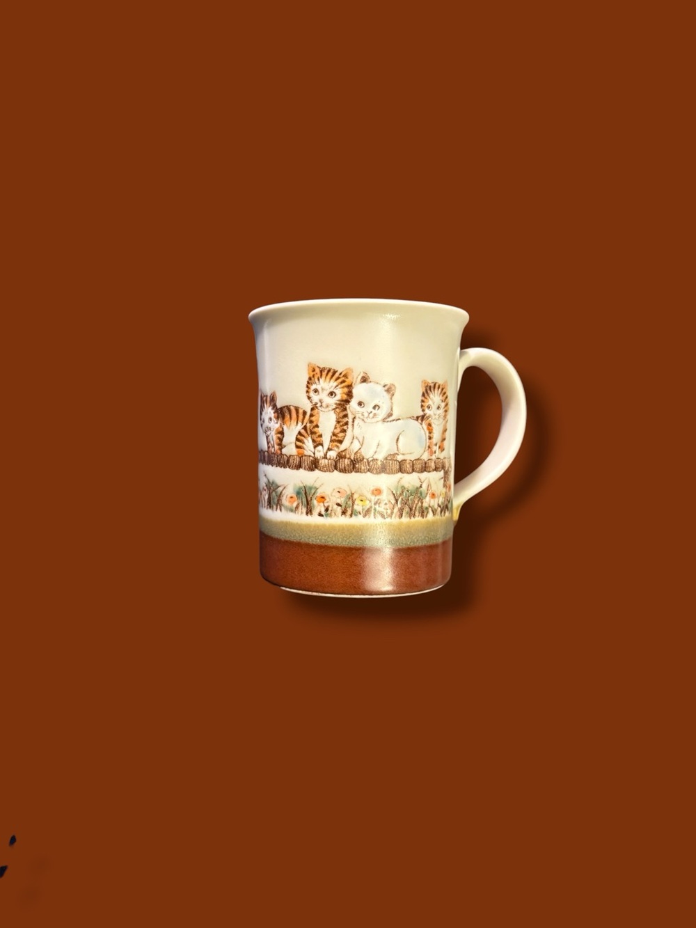 Vintage Cat Ceramic Mug - Cream and Brown